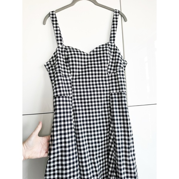 Avec Les Filles Black and White Gingham Midi Dress Size 10 Vintage Inspo Retro - Picture 11 of 11